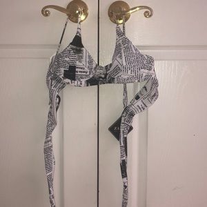 NWT newspaper print bikini top